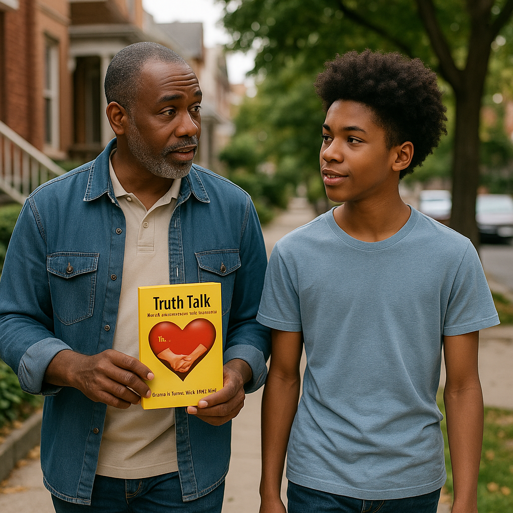 Black Father talking to his son Truth Talk