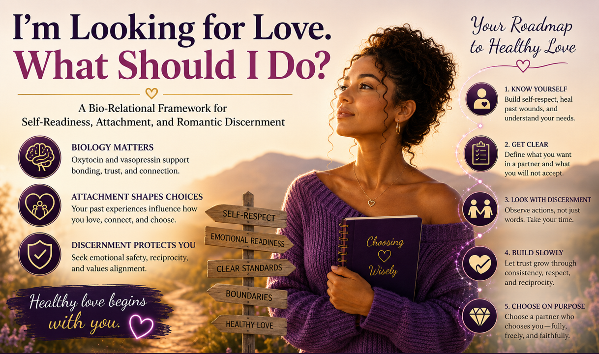 Woman preparing for healthy romantic love through self-readiness, attachment awareness, and discernment